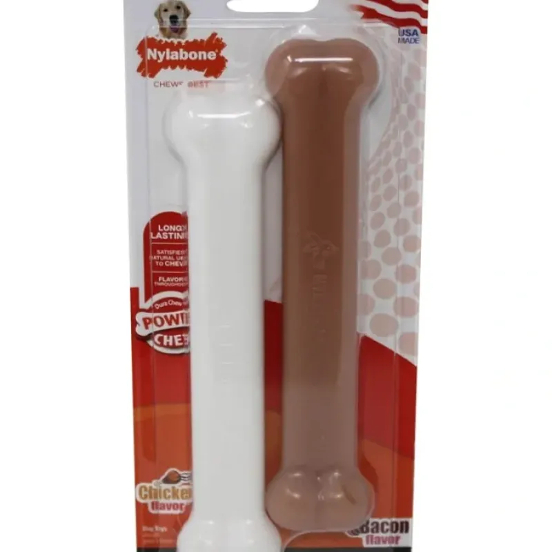 Pet Toys|Nylabone Classic Twin Pack Power Chew Flavored Durable Dog Chew Toy Bacon &Chicken - Pet Home | The Perfect Pet Supplies Shopping Experience