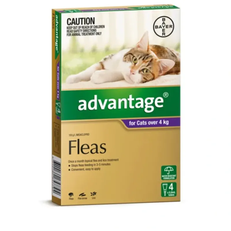 Outlet Pet Shop Direct - Advantage Cats Over 4kg 4 Pack - Pet Home | The Perfect Pet Supplies Shopping Experience Cats