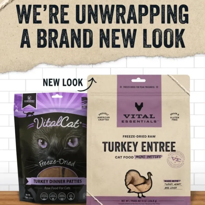 Cats*Vital Essentials Grain Free Turkey Dinner Patties Freeze Dried Raw Food for Cats - Pet Home | The Perfect Pet Supplies Shopping Experience